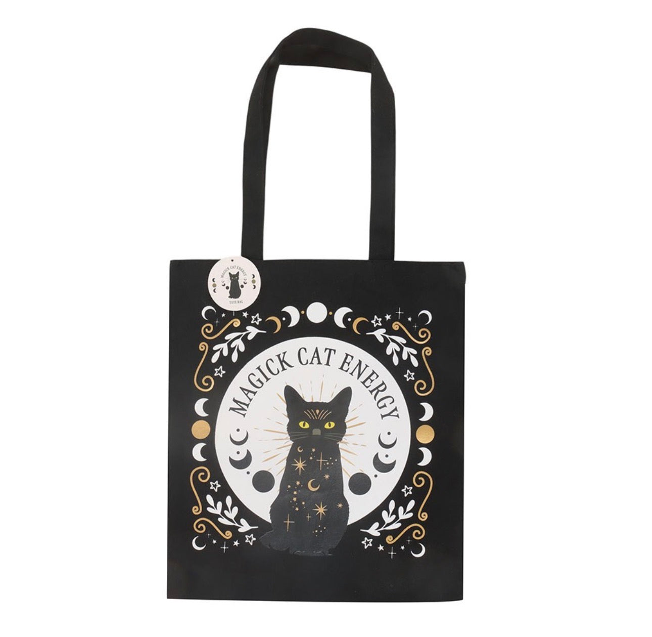 TOTE BAG DE TELA ENERGÉTICO CON DISEÑO DE GATO DE MAGIA