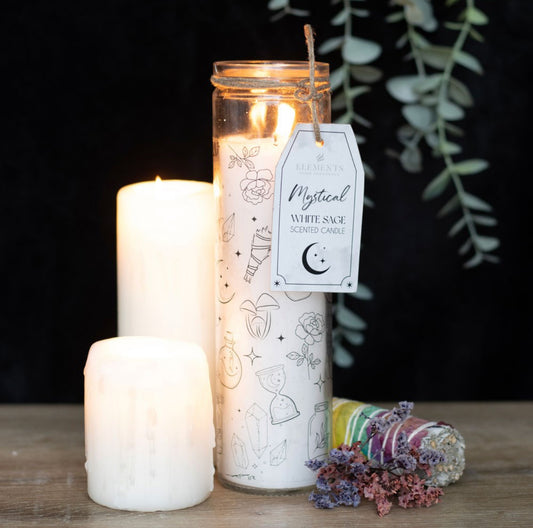 VELA DE TUBO DE SALVIA BLANCA MÍSTICA