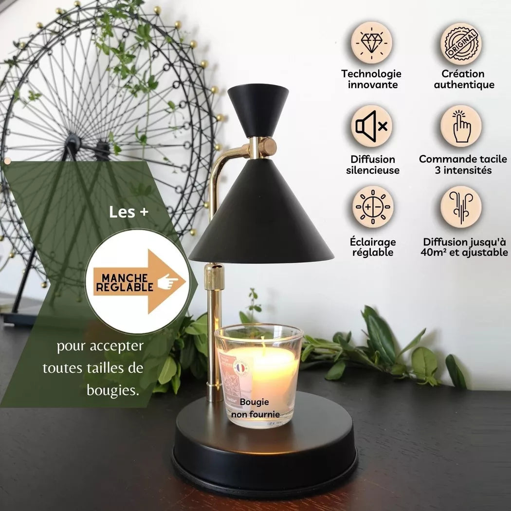 Lámpara difusora de velas sin humo y más duradera color negro