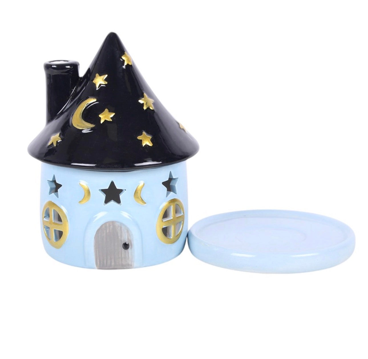 QUEMADOR PORTA CONOS DE INCIENSO CELESTIAL AZUL