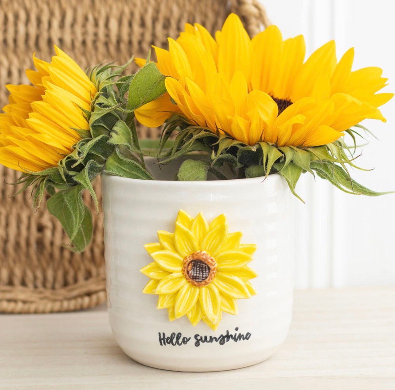 MACETA HELLO SUNSHINE CON GIRASOL 3D