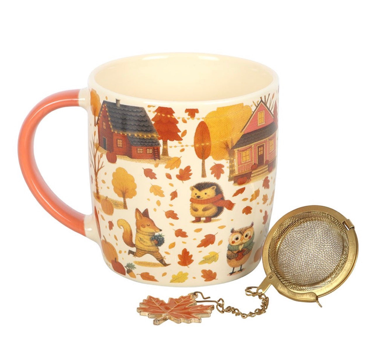 JUEGO DE TAZA Y COLADOR DE TÉ OTOÑO