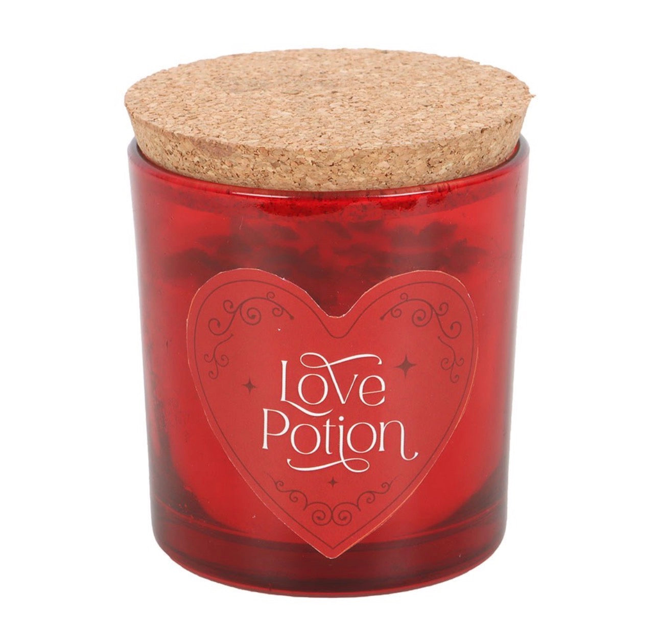 VELA DE CHISPAS DE CRISTAL CON POCIÓN DE AMOR Y FRAMBUESA