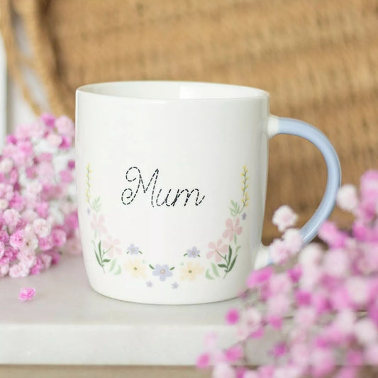 Taza con diseño de mamá con flores en tonos pastel