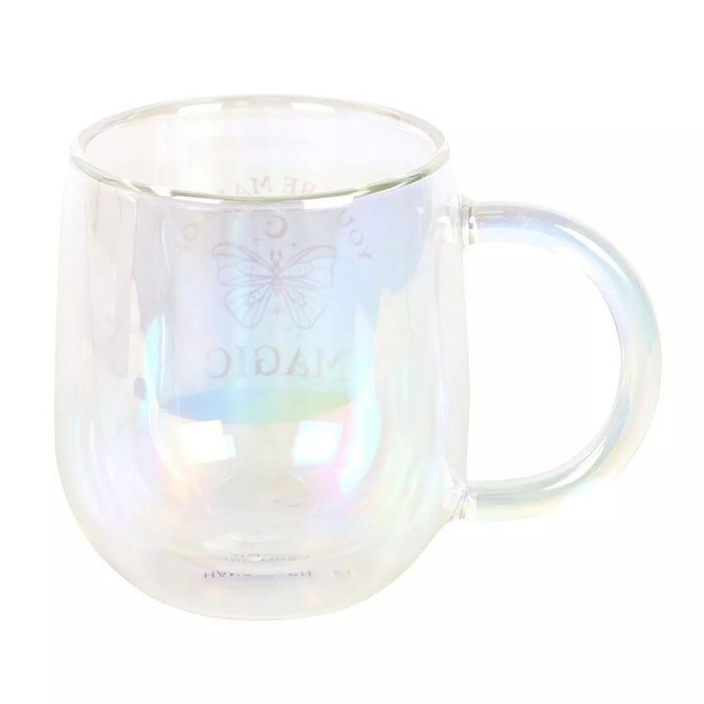 Taza de vidrio iridiscente de doble pared "You Are Made of Magic"