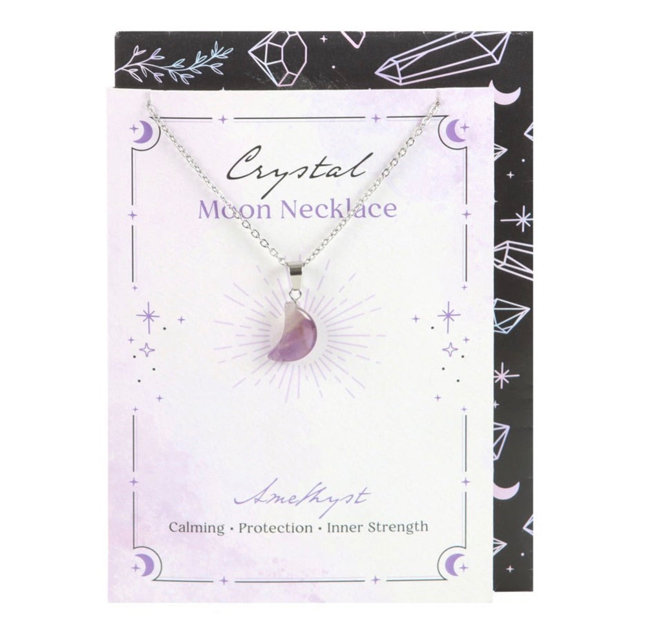 COLLAR DE LUNA DE AMATISTA EN TARJETA DE FELICITACIÓN