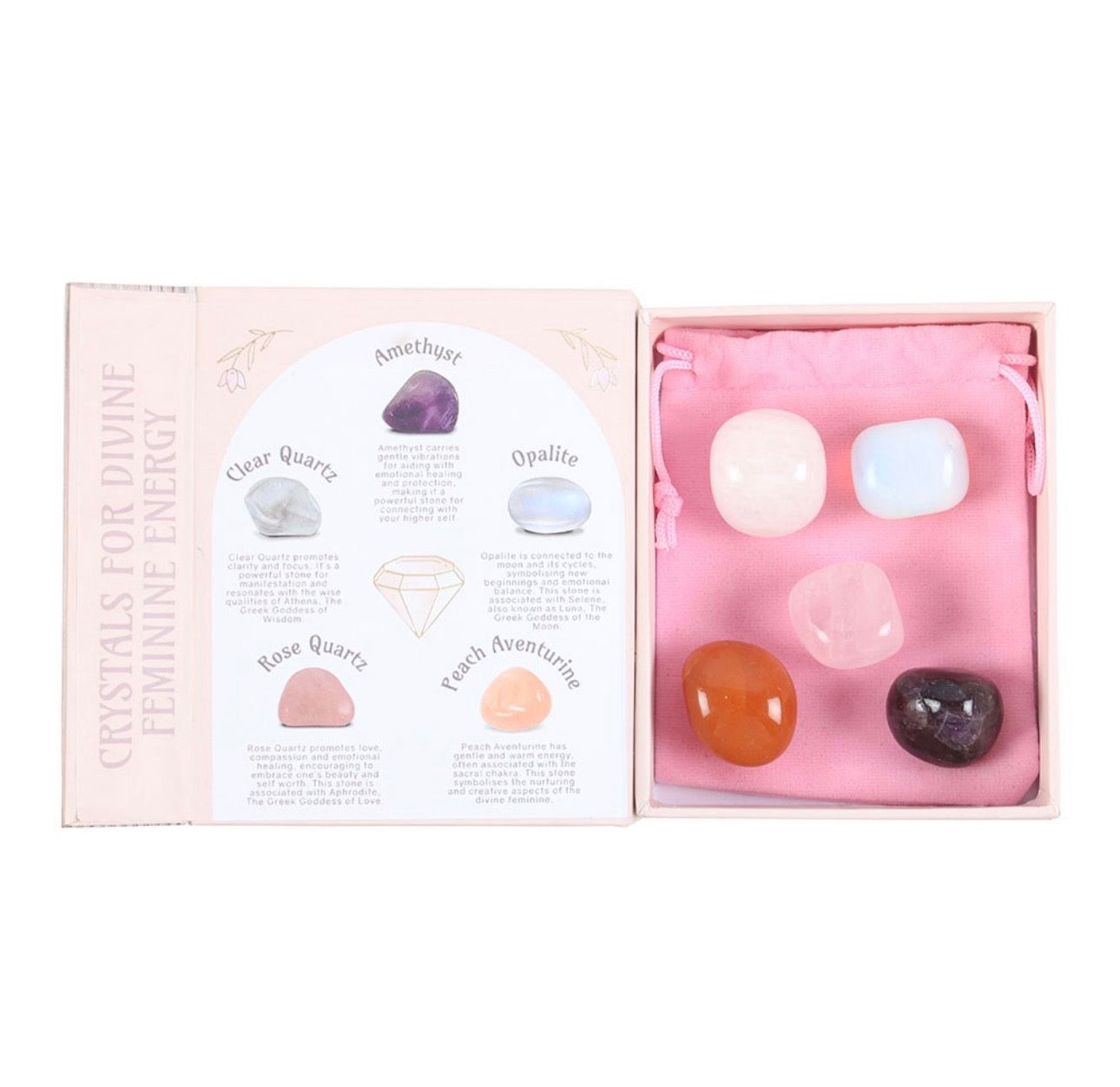 SET DE 5 CRISTALES PARA LA ENERGÍA FEMENINA DIVINA