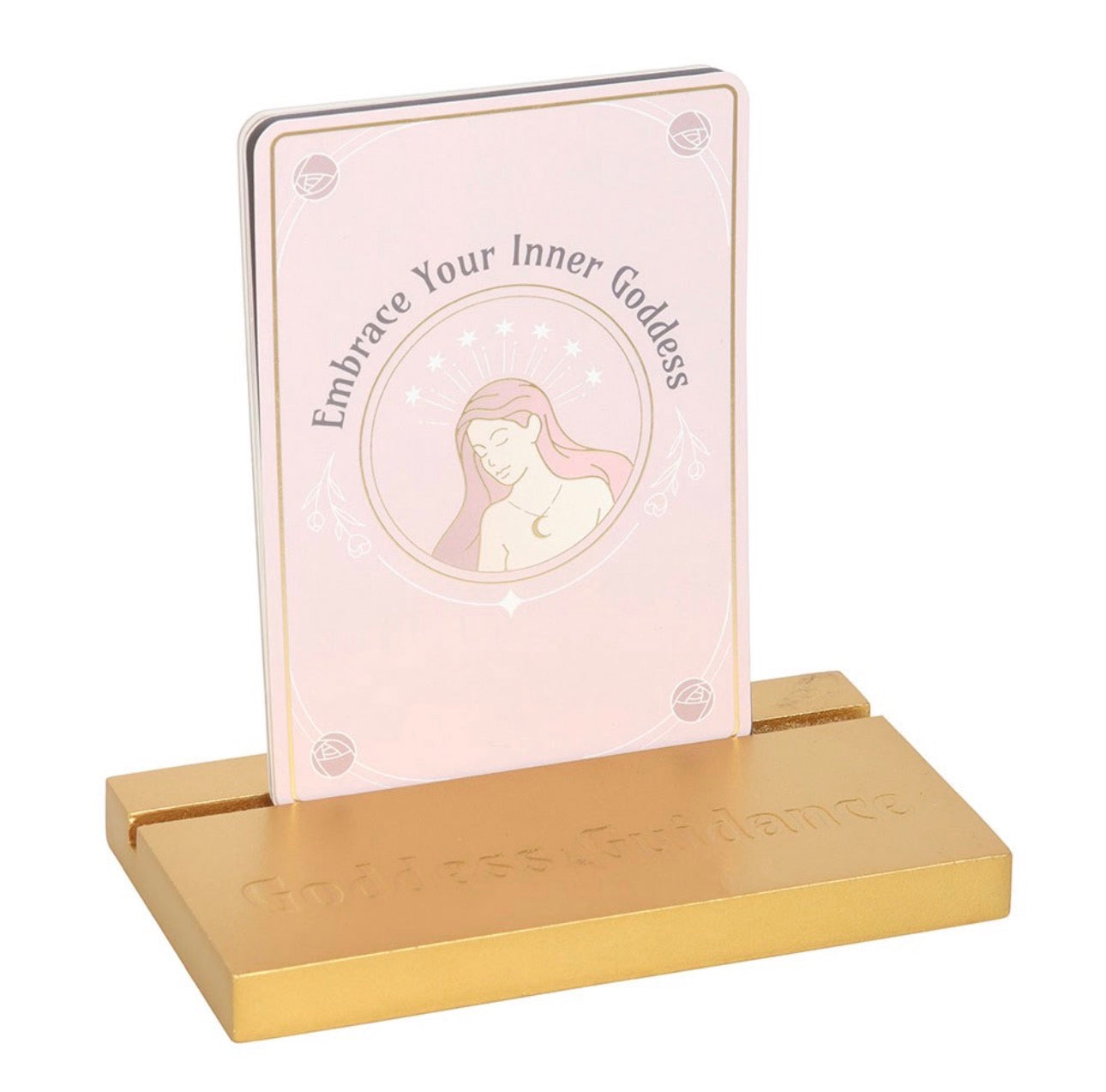 TARJETAS DE AFIRMACIÓN ENERGÉTICA DE LA DIOSA CON SOPORTE DE MADERA