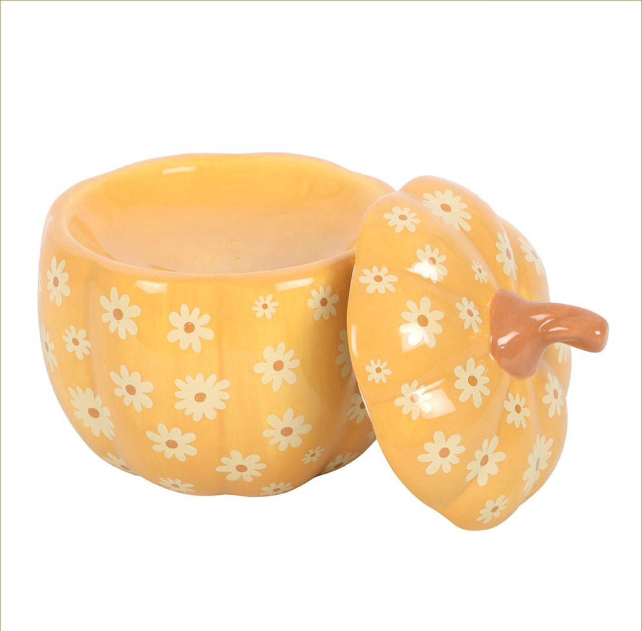 Quemador de aceite de calabaza con diseño floral