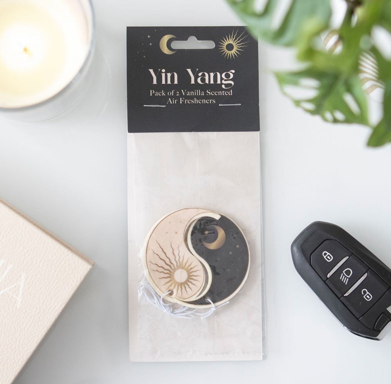 Paquete de 2 ambientadores con aroma a vainilla y yin yang