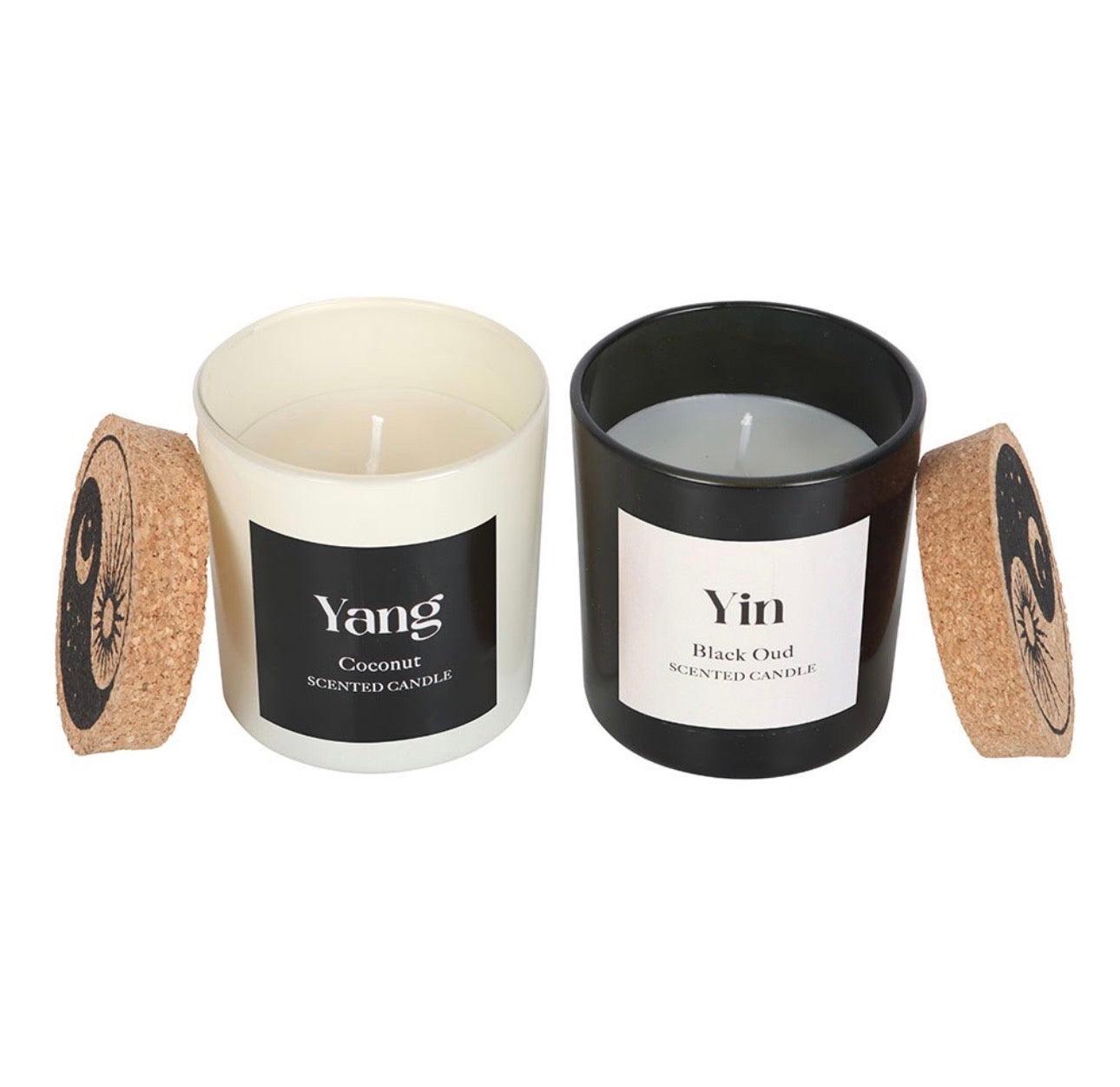 SET DE 2 VELAS YIN YANG DE OUD NEGRO Y COCO