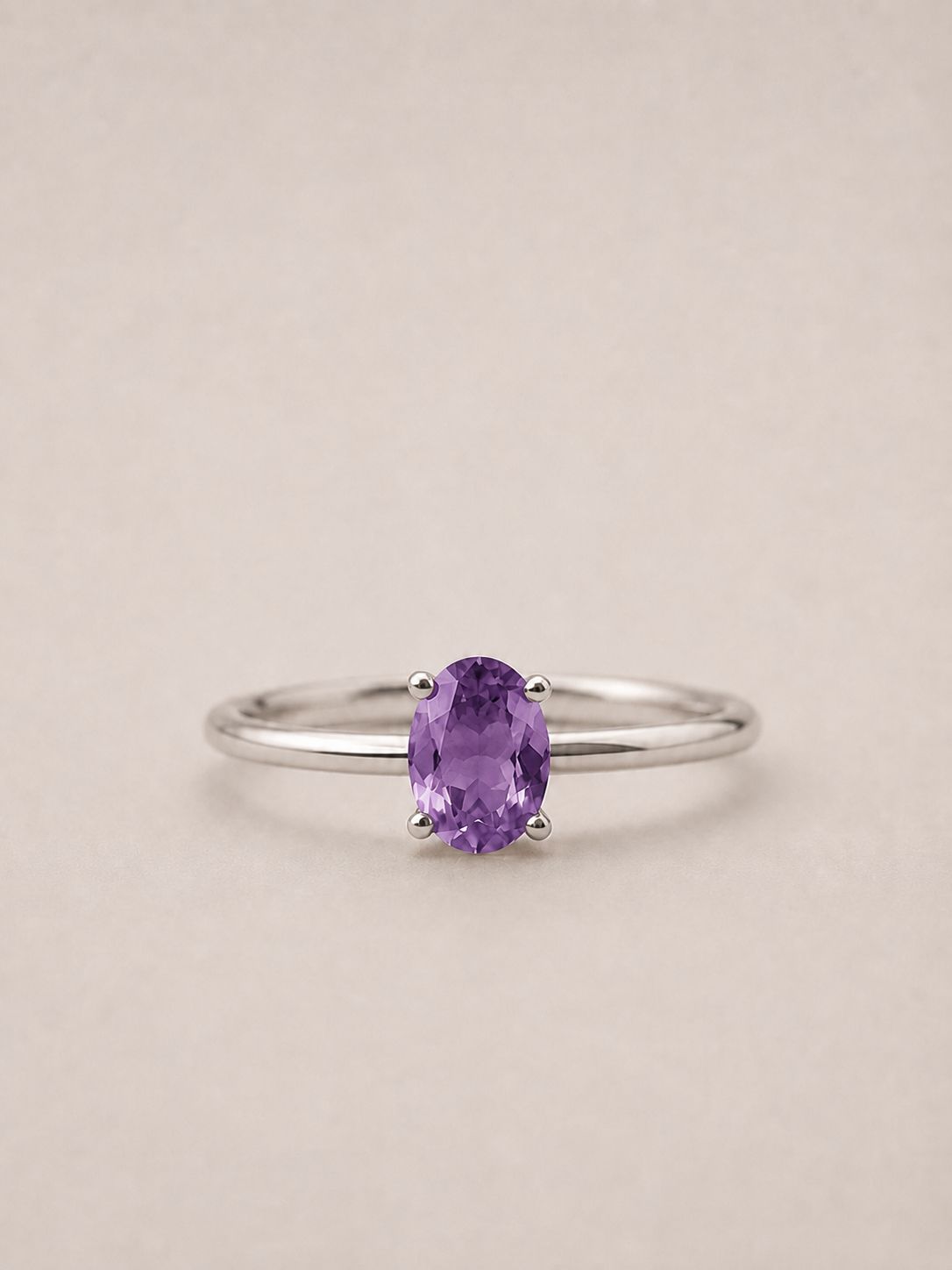 Anillo Amatista Facetado en Plata