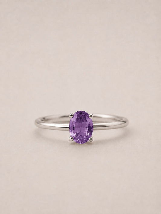 Anillo Amatista Facetado en Plata