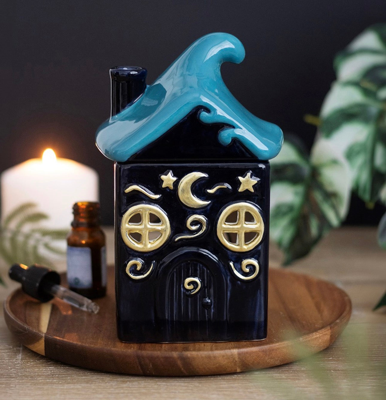 QUEMADOR DE ACEITE CASA MÁGICA AZUL OSCURO