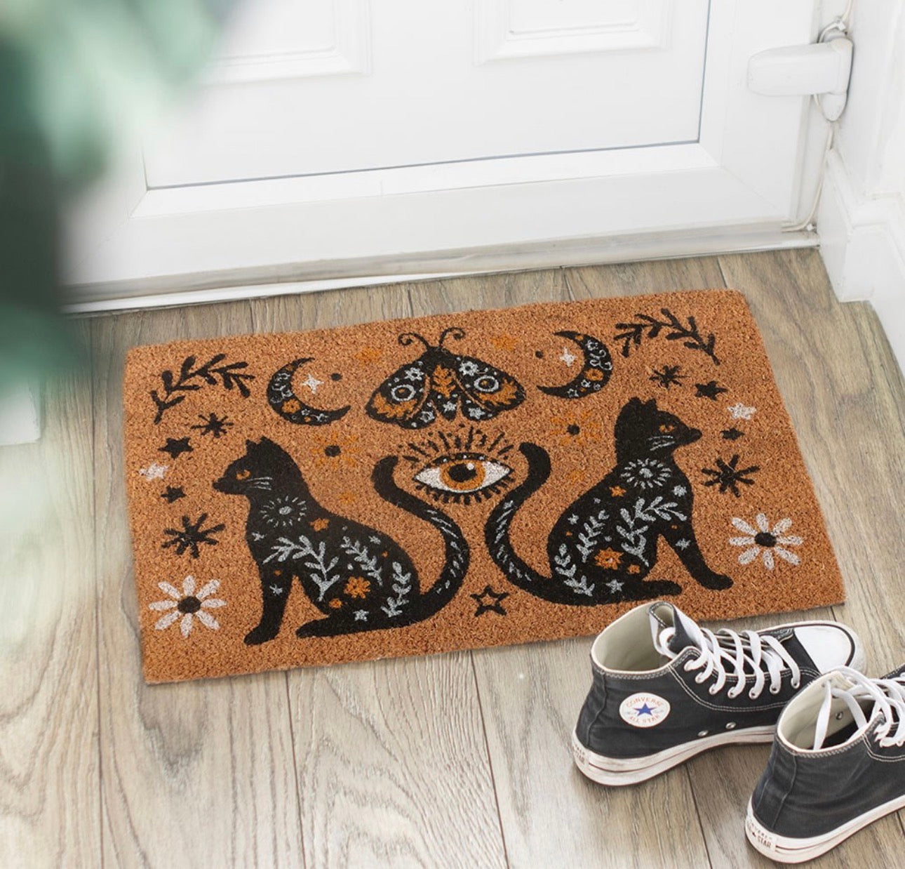 Felpudo para gatos con estampado folclórico de animales salvajes naturales