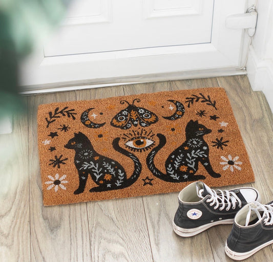 Felpudo para gatos con estampado folclórico de animales salvajes naturales