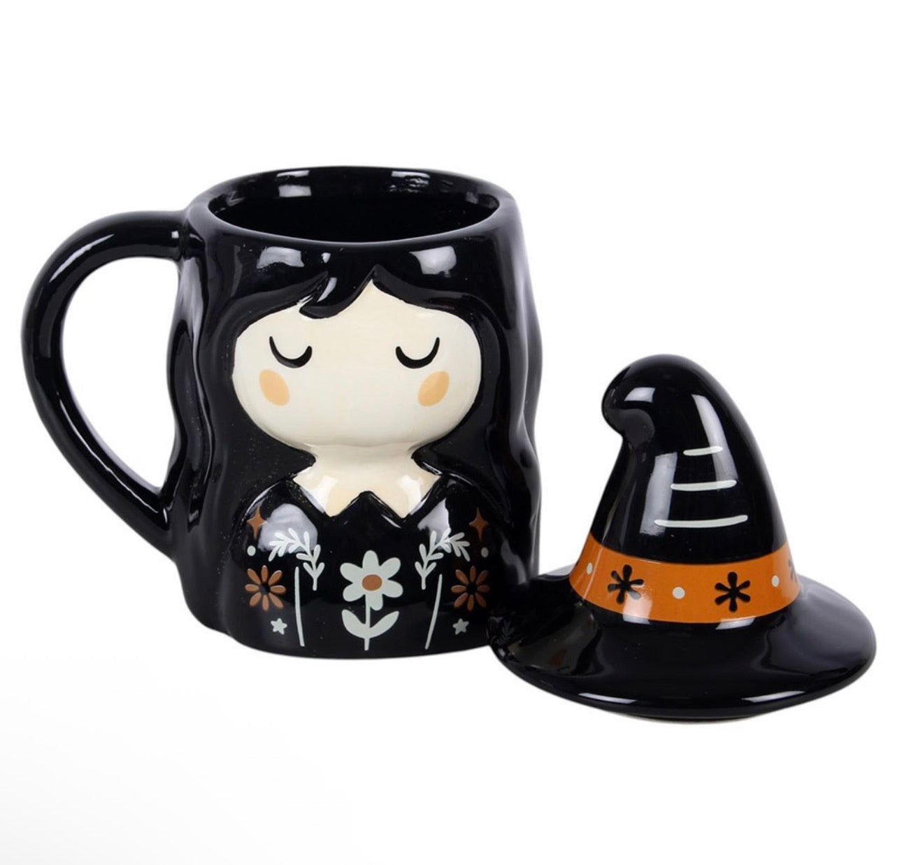TAZA CON TAPA DE BRUJA FOLCLÓRICA TERRIBLE