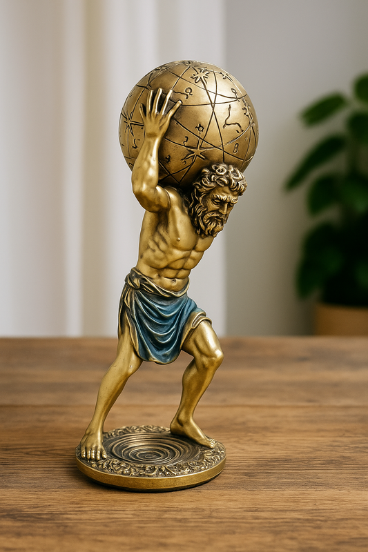 Figura Atlas con Bola de el Mundo a sus espaldas