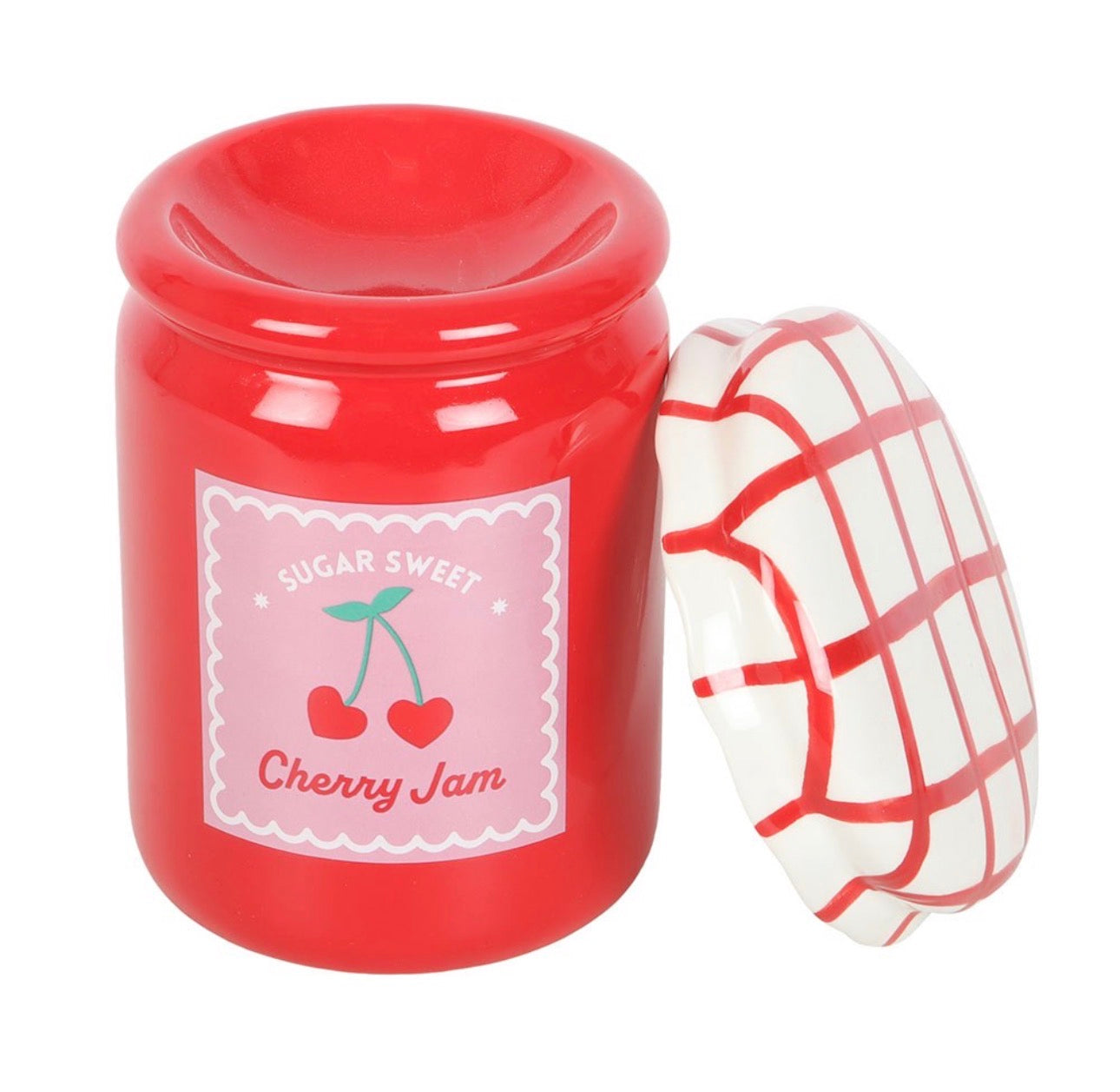 QUEMADOR DE ACEITE Y CALENTADOR DE CERA EN FRASCO DE MERMELADA DE CEREZA