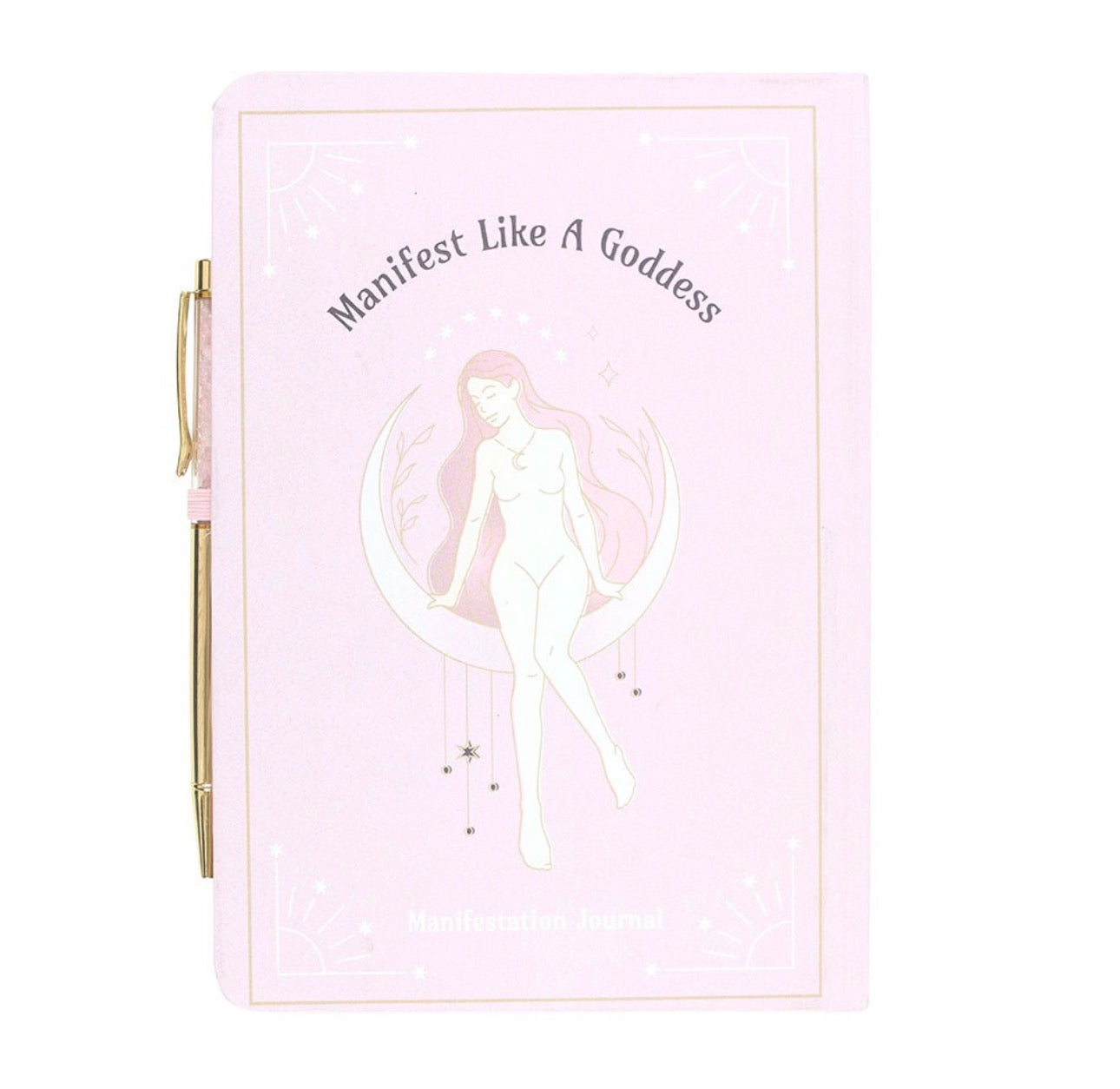 Libreta DE MANIFESTACIÓN GODDESS ENERGY A5 Y BOLÍGRAFO DE CRISTAL DE CUARZO ROSA