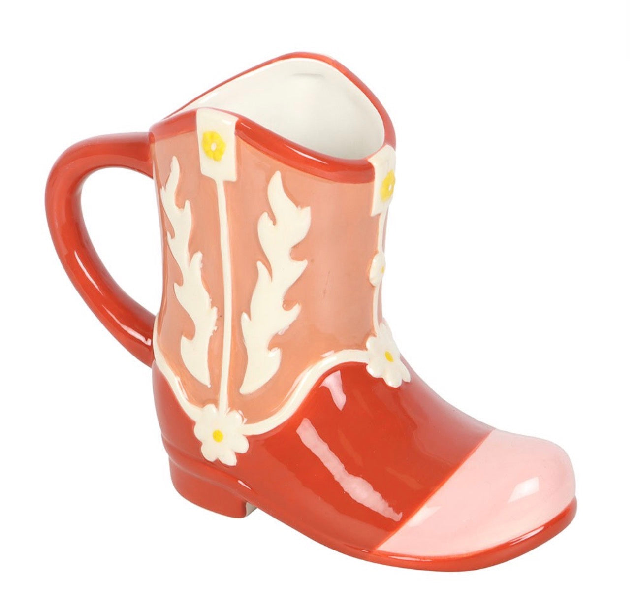 TAZA CON FORMA DE BOTA DE VAQUERO ROSA