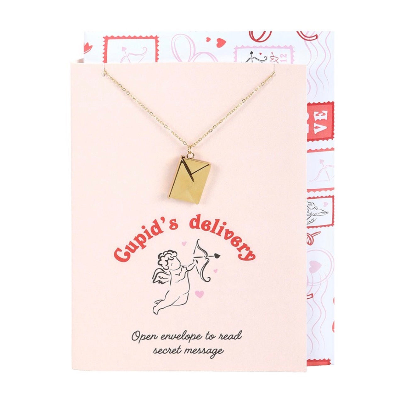 COLLAR CON REMOLQUE CON CARTA DE AMOR EN TARJETA DE FELICITACIÓN