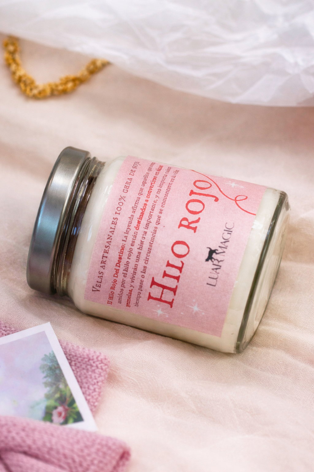 Vela artesanal Hilo rojo colección San Valentín