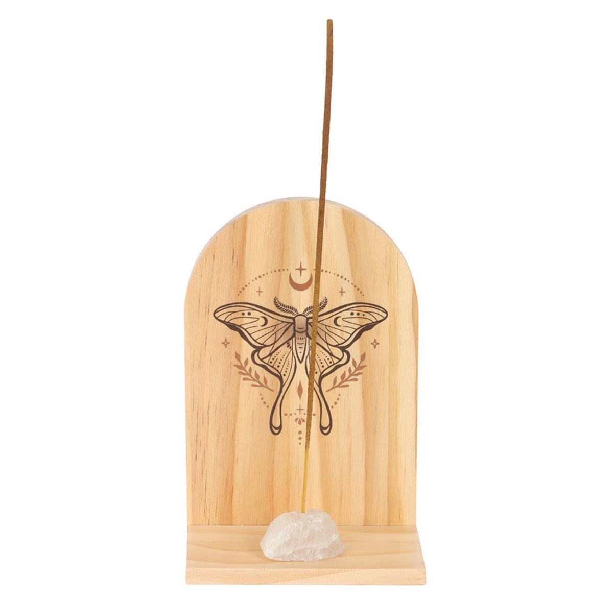 ESTANTE PORTA INCIENSO DE MADERA NATURAL LUNA MOTH