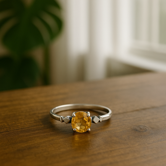 Anillo de Plata con Citrino grande