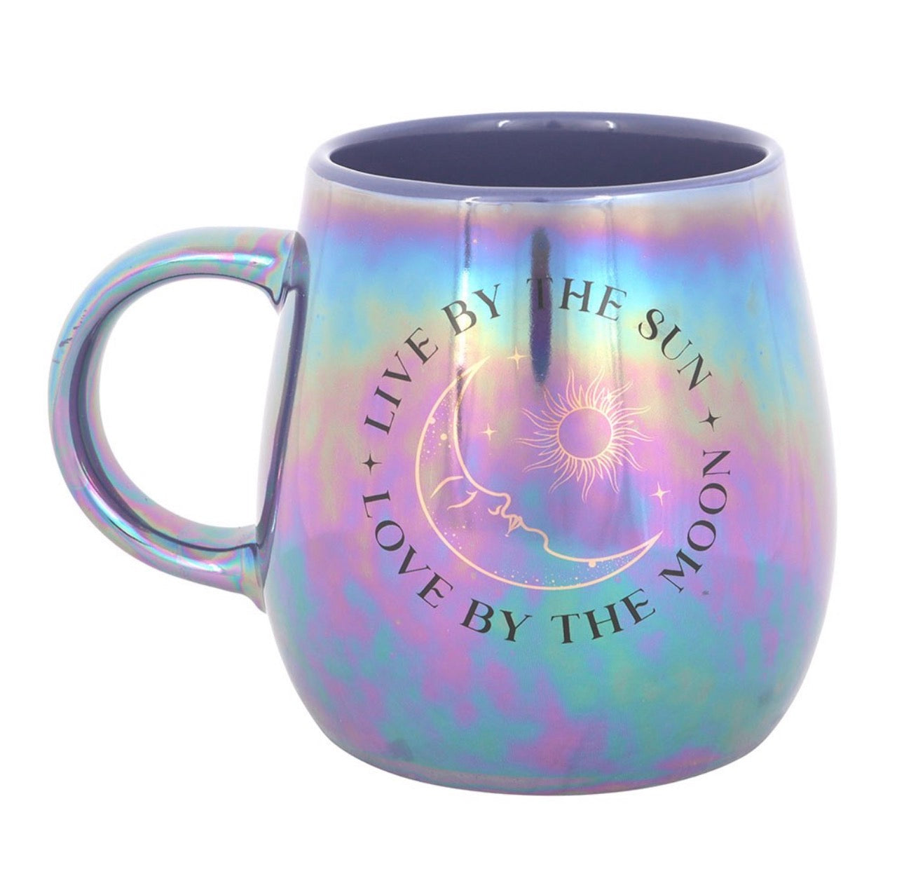 TAZA IRIDISCENTE VIVE POR EL SOL AMA POR LA LUNA