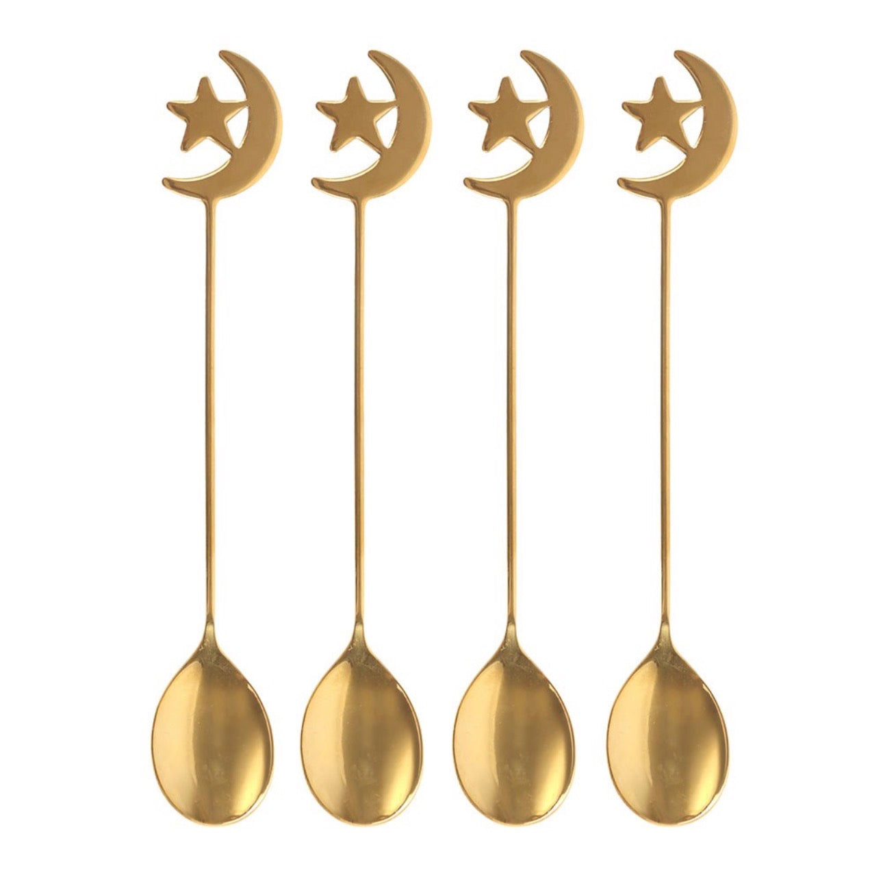 JUEGO DE 4 CUCHARITAS DE ESTRELLA Y LUNA