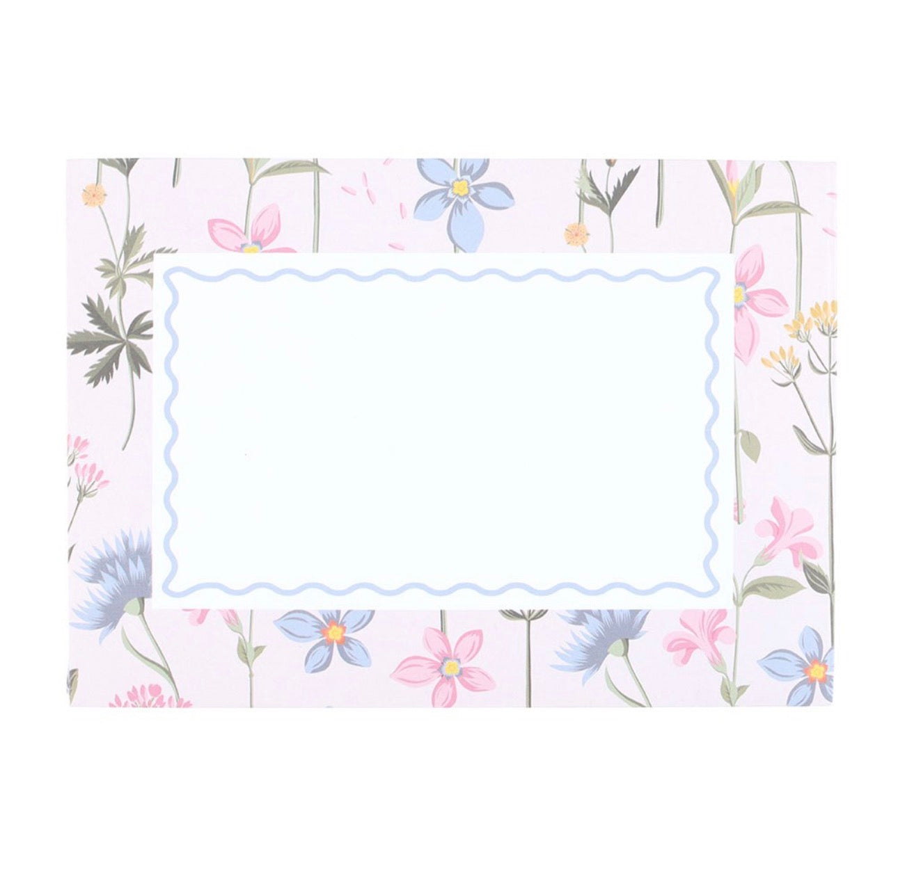 COLLAR DE FLORES DE NOMEOLVIDES EN TARJETA DE FELICITACIÓN