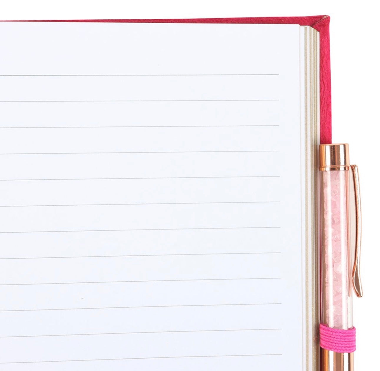 Libreta DE HECHIZOS DE AMOR CON PLUMA DE CRISTAL DE CUARZO ROSA