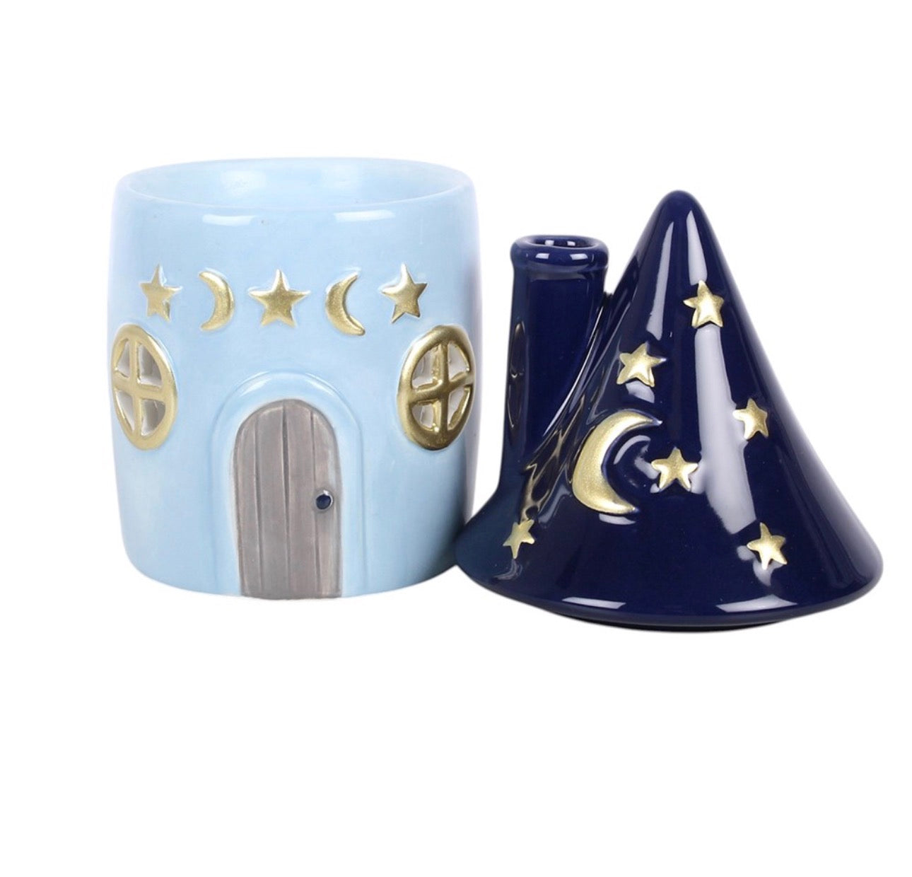 QUEMADOR DE ACEITE CELESTIAL CASA MÁGICA AZUL