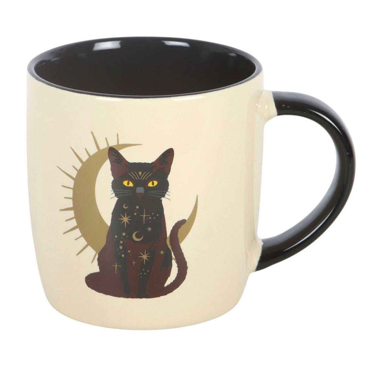 TAZA DE GATO NEGRO MÁGICO SENTADO