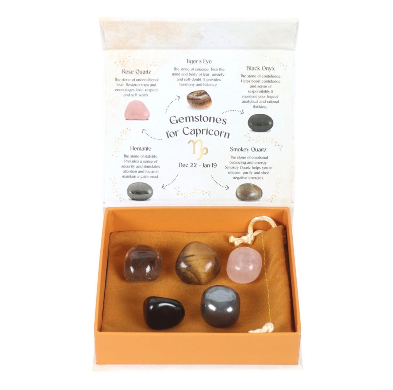 JUEGO DE PIEDRAS RODADAS DE CRISTAL DE CAPRICORNIO