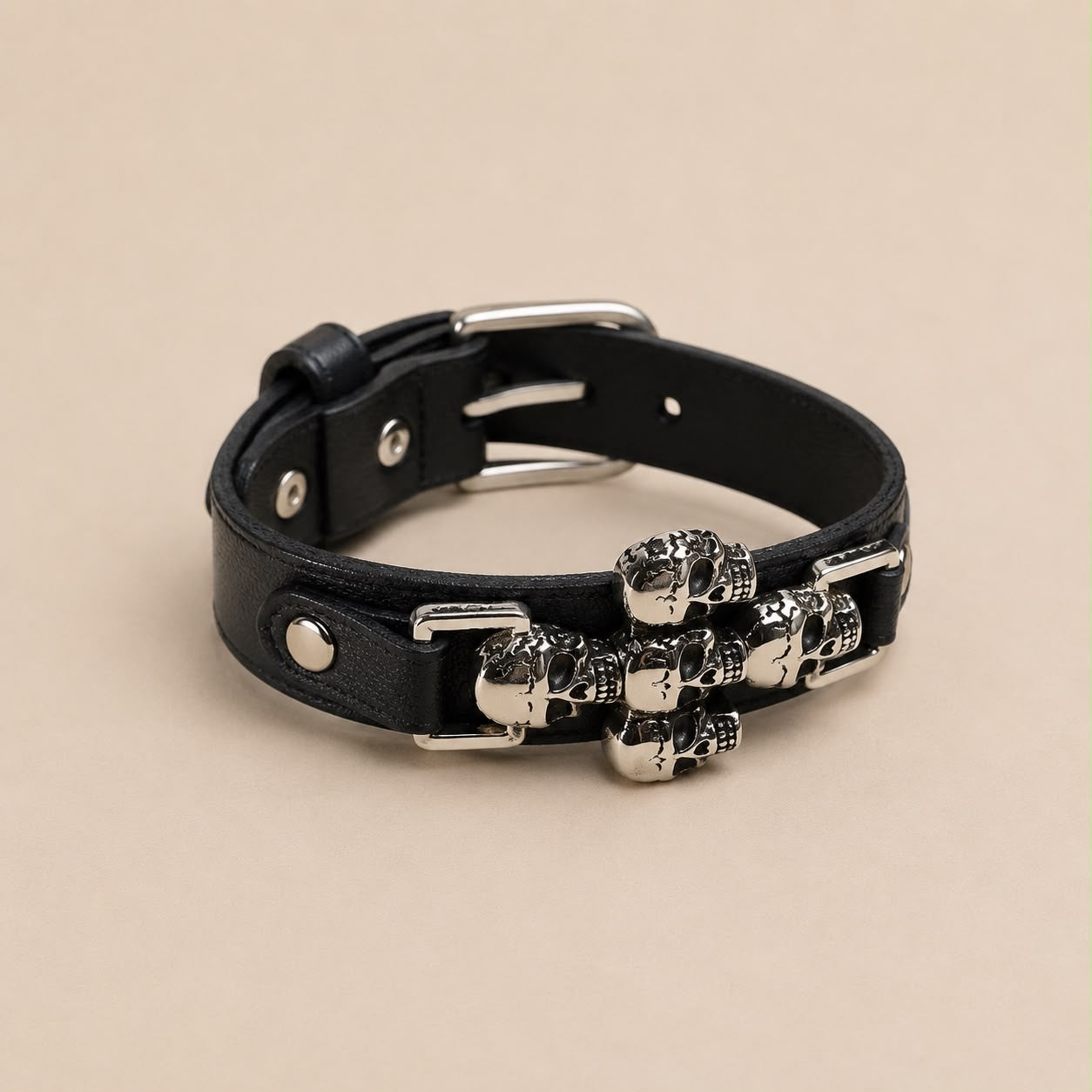 Pulsera Polipiel Calavera 26 Cms Largo