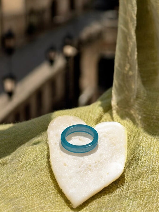 Anillo resina azul nube