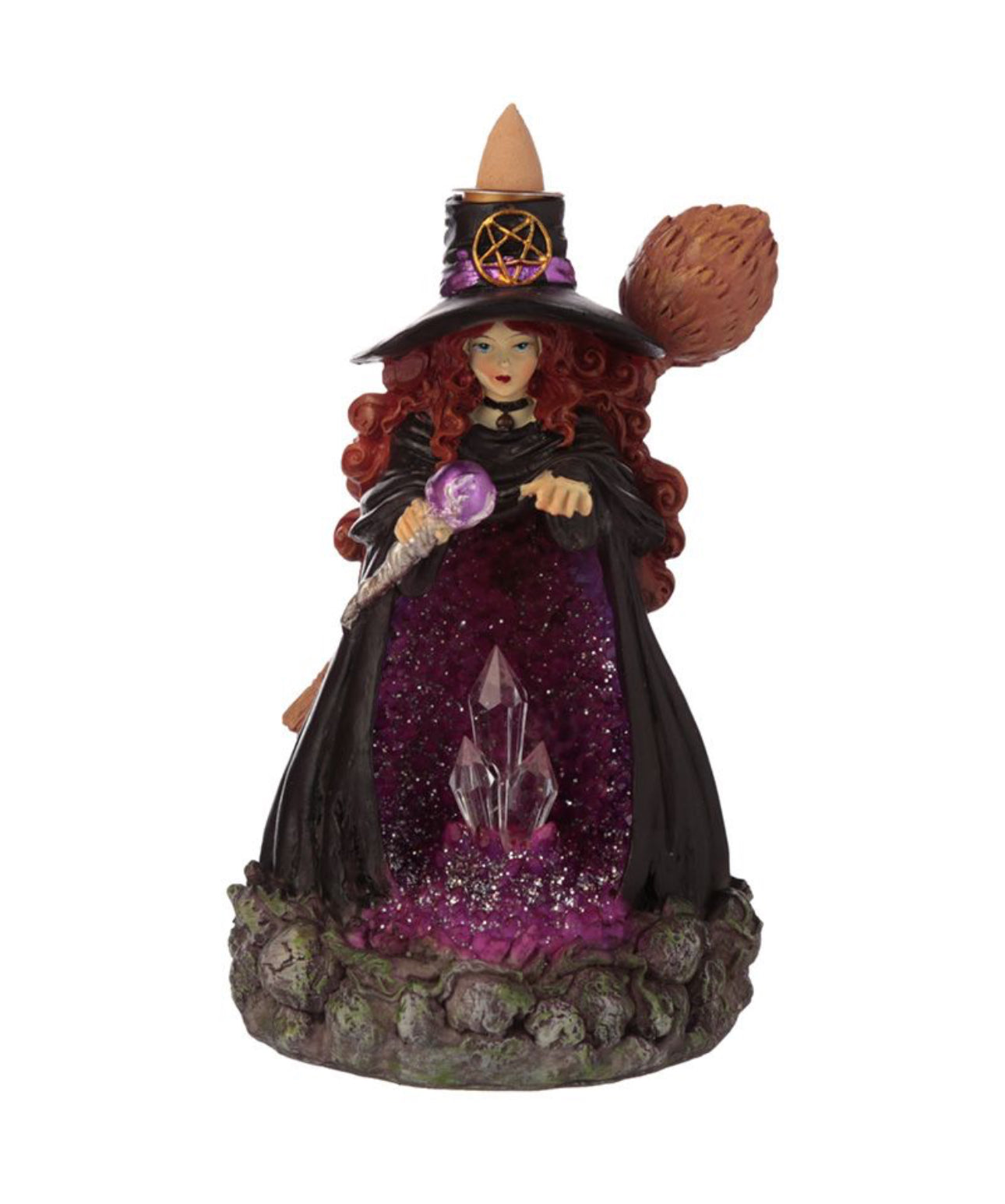 Quemador de Incienso de Reflujo y Luz LED Cueva de Cristal de las Brujas