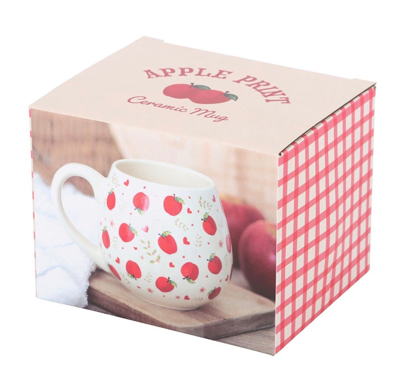 TAZA REDONDA CON ESTAMPADO DE MANZANA