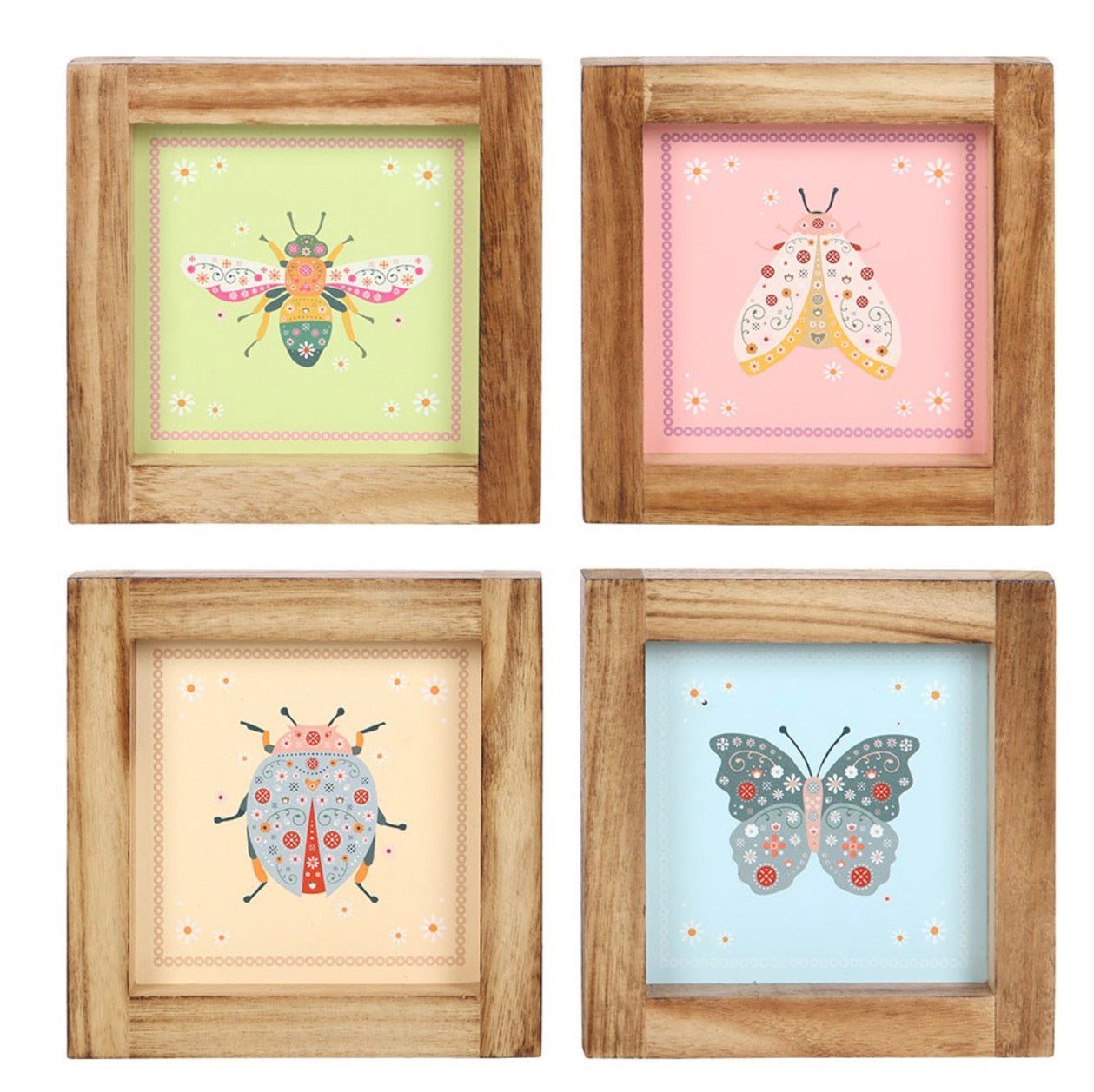 LÁMINAS DE ARTE DE PARED ENMARCADO CON INSECTOS FLORALES