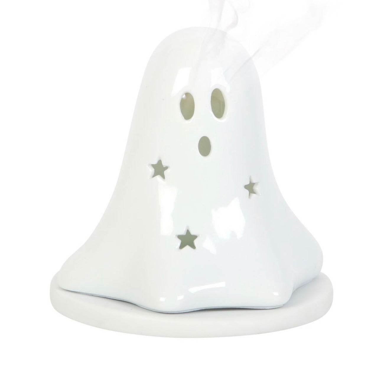 PORTAVELAS DE CERÁMICA CON FORMA DE FANTASMA PARA VELAS DE TÉ Y CONOS DE INCIENSO