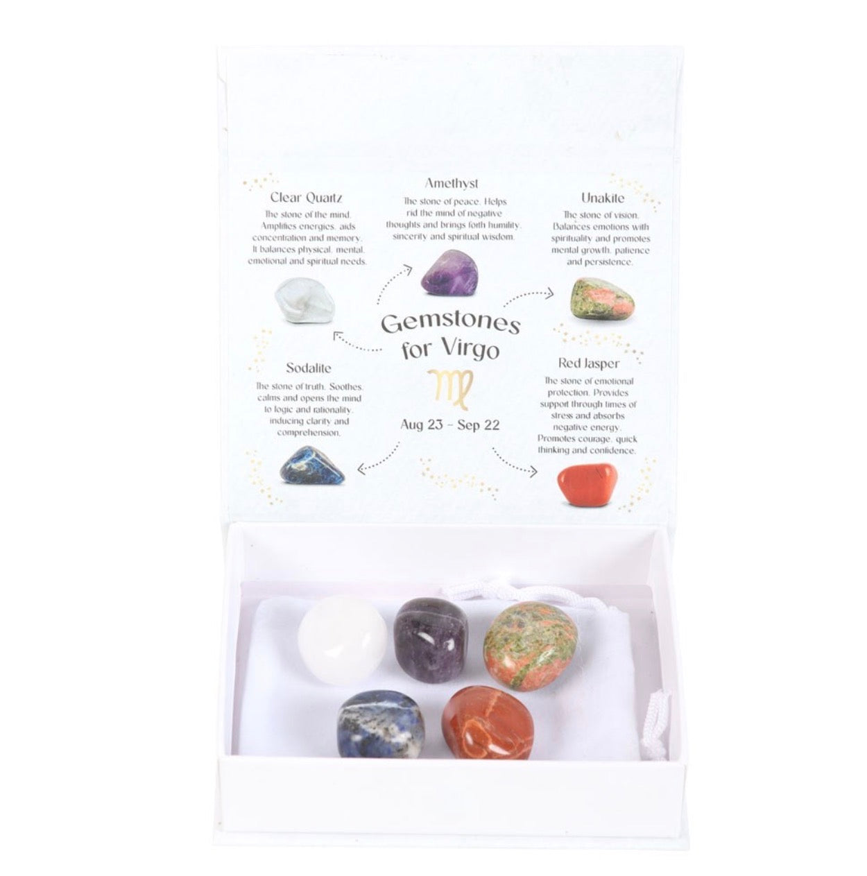 JUEGO DE PIEDRAS RODADAS DE CRISTAL DE VIRGO