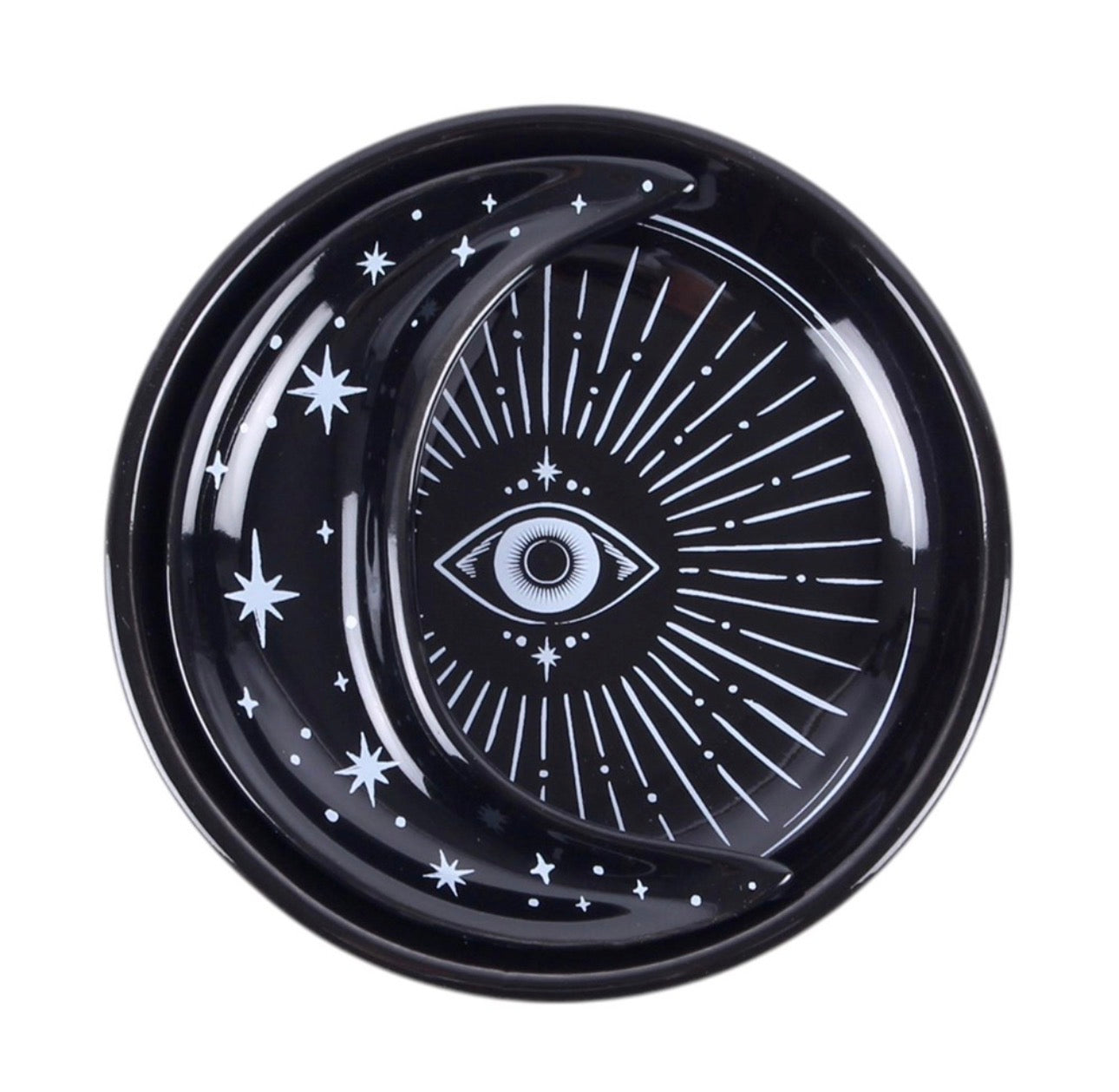 PLATO PARA ALMACENAMIENTO DE JOYAS Y MINERALES CON FORMA DE LUNA Y CIELO