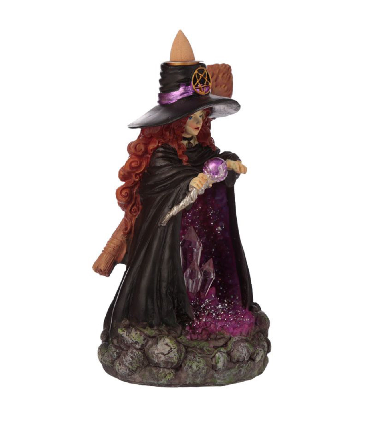 Quemador de Incienso de Reflujo y Luz LED Cueva de Cristal de las Brujas