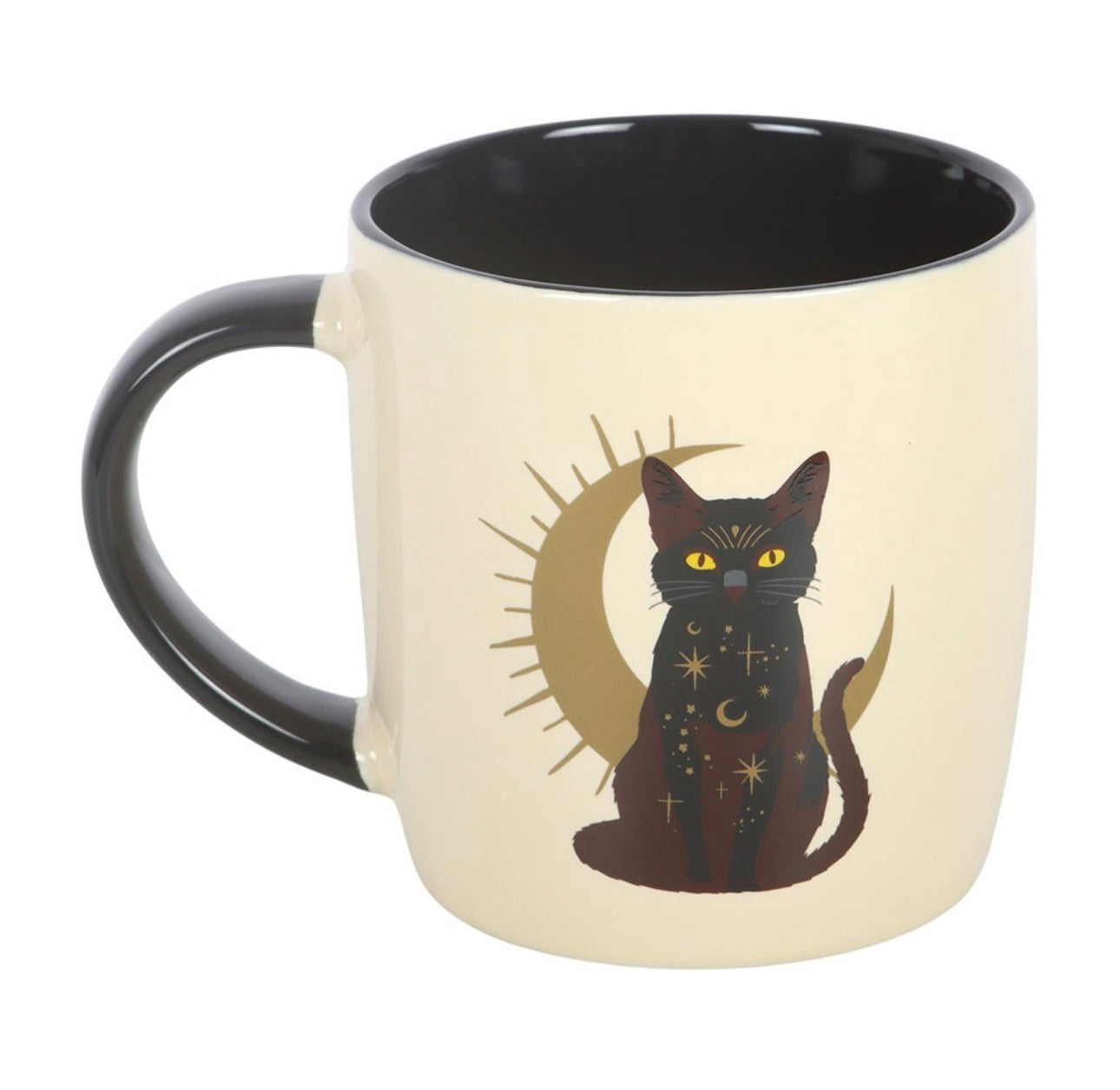 TAZA DE GATO NEGRO MÁGICO SENTADO