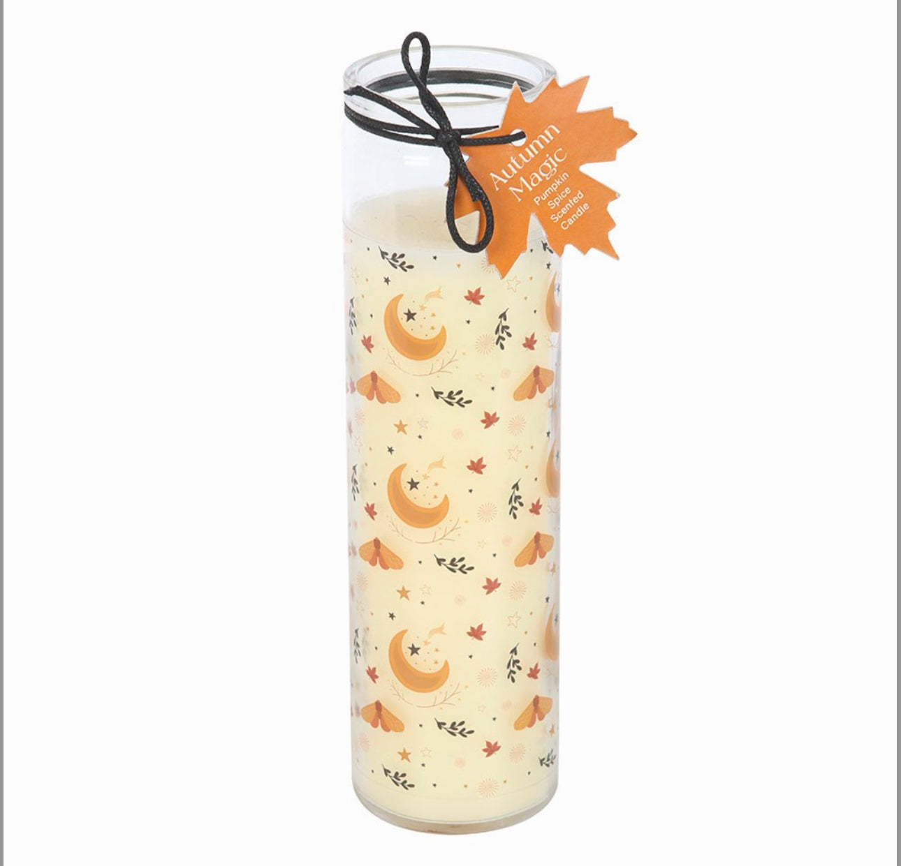 Vela mágica de calabaza y especias en forma de tubo de otoño