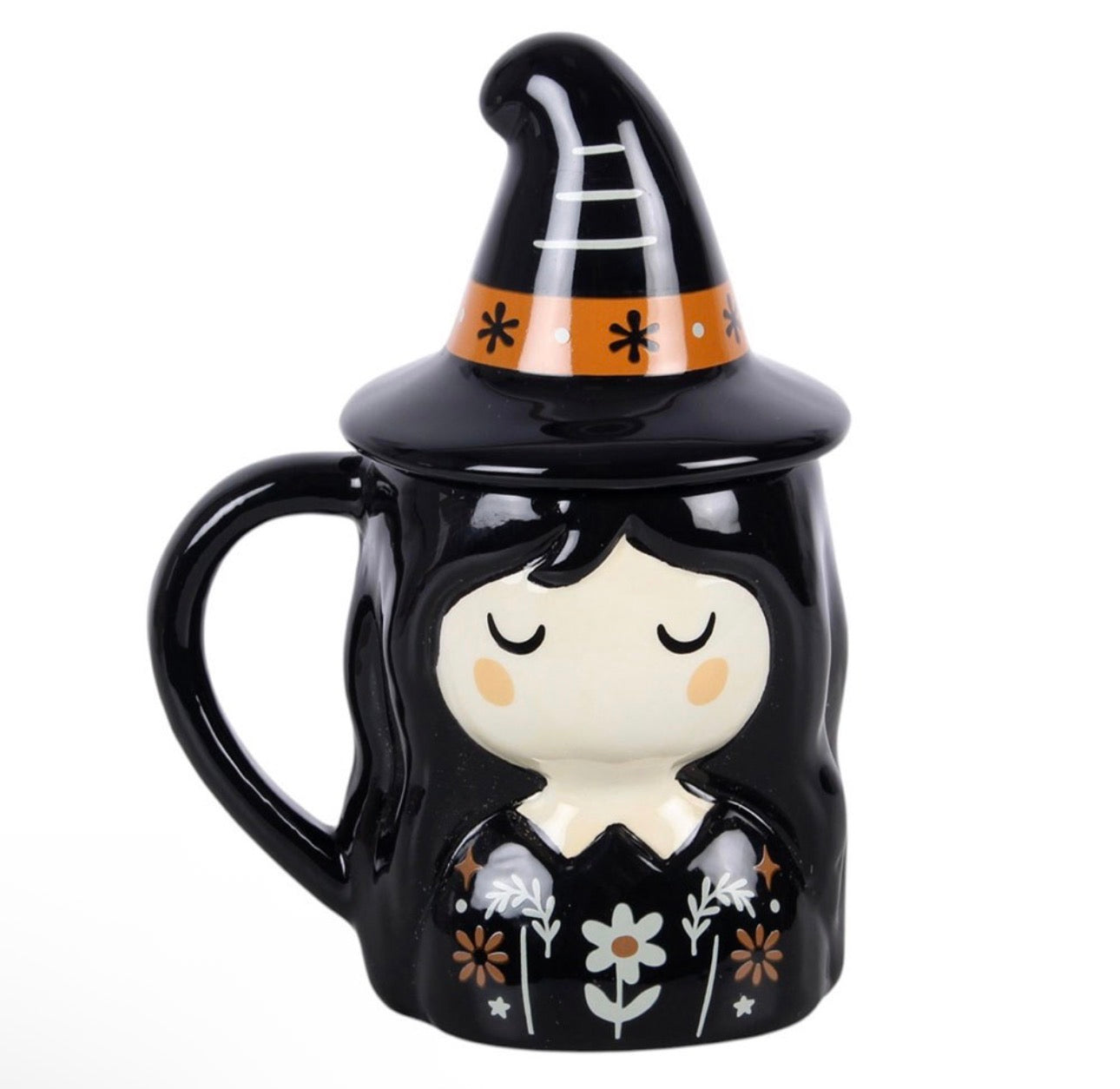 TAZA CON TAPA DE BRUJA FOLCLÓRICA TERRIBLE