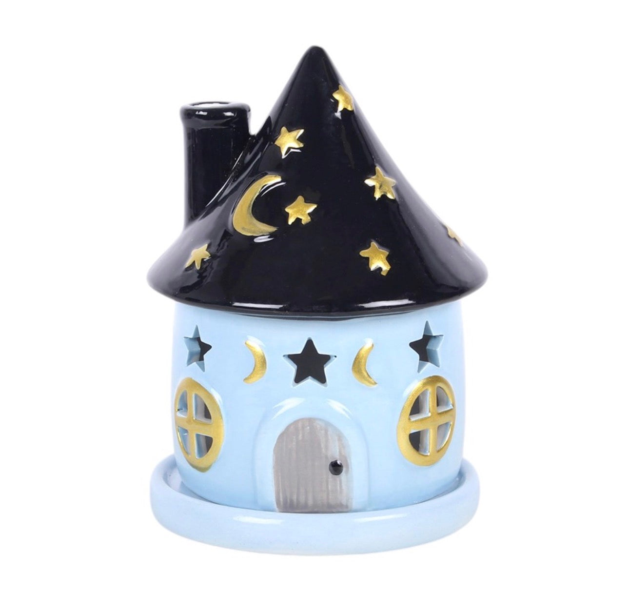 QUEMADOR PORTA CONOS DE INCIENSO CELESTIAL AZUL