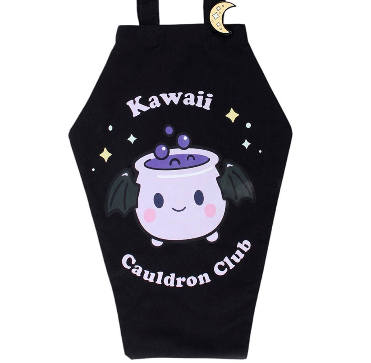 BOLSO DE MANO CON FORMA DE ATAÚD DEL CLUB CAULDRON KAWAII CON INSIGNIA DE PIN ESMALTADO